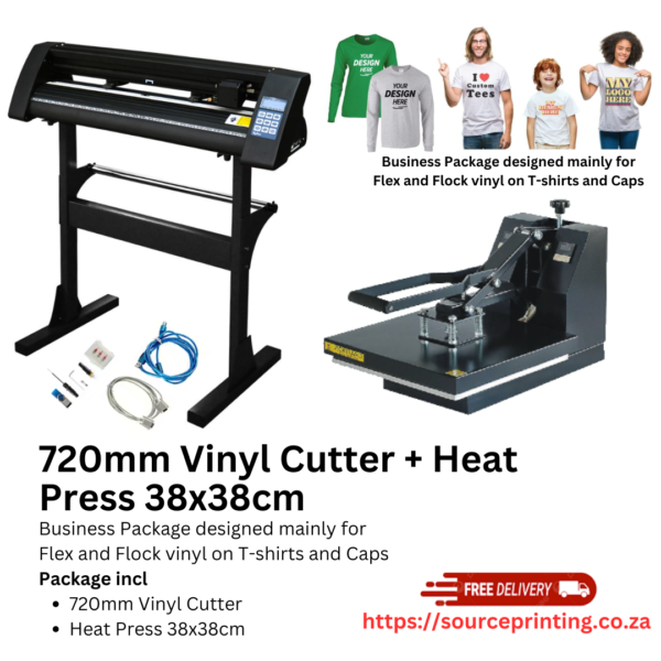 720mm Vinyl Cutter + Heat Press 38x38cm