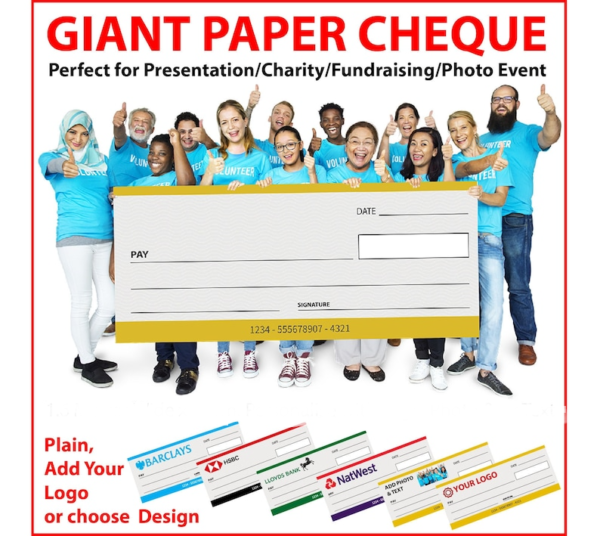 Custom Printed Presentation Cheques – Full Colour, Jumbo Sizes - Image 3