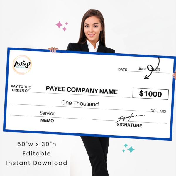 Custom Printed Presentation Cheques – Full Colour, Jumbo Sizes