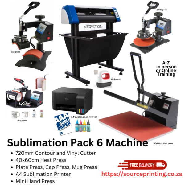 Complete Sublimation Pack 6 Machine Bundle - Vinyl Cutter, Heat Presses, Sublimation Printer