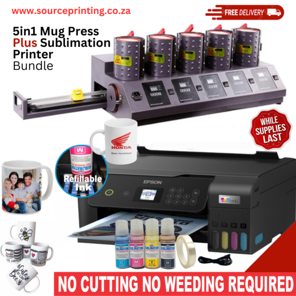 5-in-1 Mug Press Plus Sublimation Printer Bundle