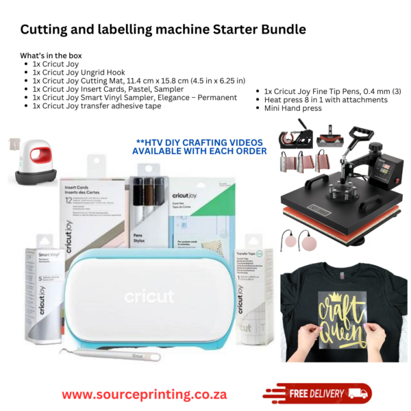 Cutting and labelling machine Starter Bundle with heat press 8 in 1 and min press