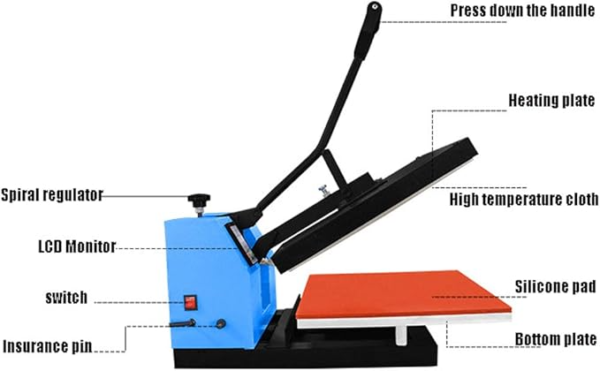 Large Heat Press  Machine 40x60cm – Manual Flat Surface Press for T-Shirt and Garment Printing - Image 2