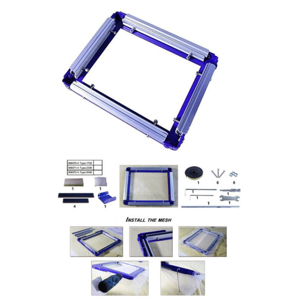 Self-Tensioning Screen Frame (Aluminum 400×500mm) with 250 Mesh Count