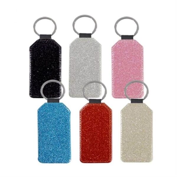 Hexagon Glitter PU Sublimation Keychains – 50pcs