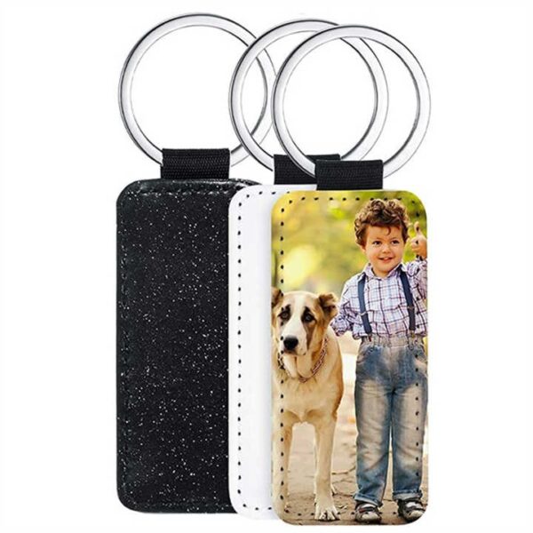 Hexagon Glitter PU Sublimation Keychains – 50pcs - Image 3