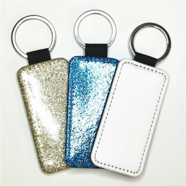 Hexagon Glitter PU Sublimation Keychains – 50pcs - Image 4
