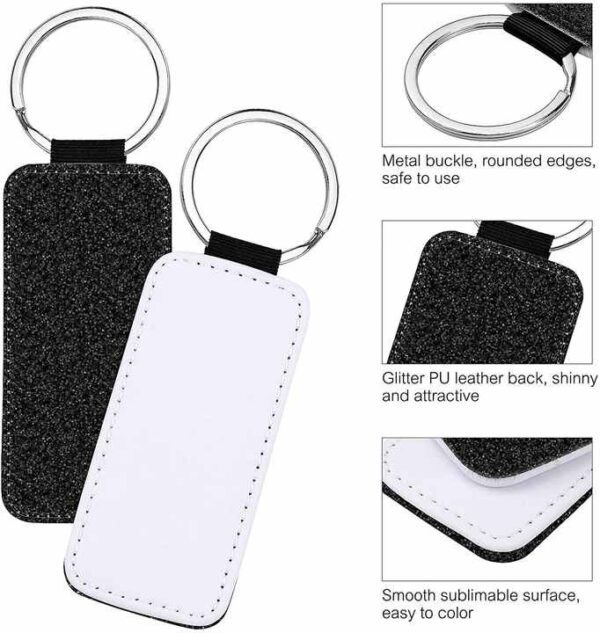 Hexagon Glitter PU Sublimation Keychains – 50pcs - Image 2