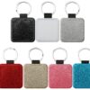 PU Faux Leather Sublimation Keyrings 50pcs (Various Shapes & Glitter Colors)