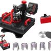 8-in-1 Red Heat Press Machine – Multifunctional Swing-Away Design