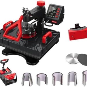 8-in-1 Red Heat Press Machine – Multifunctional Swing-Away Design