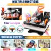 8-in-1 Red Heat Press Machine – Multifunctional Swing-Away Design - Image 4