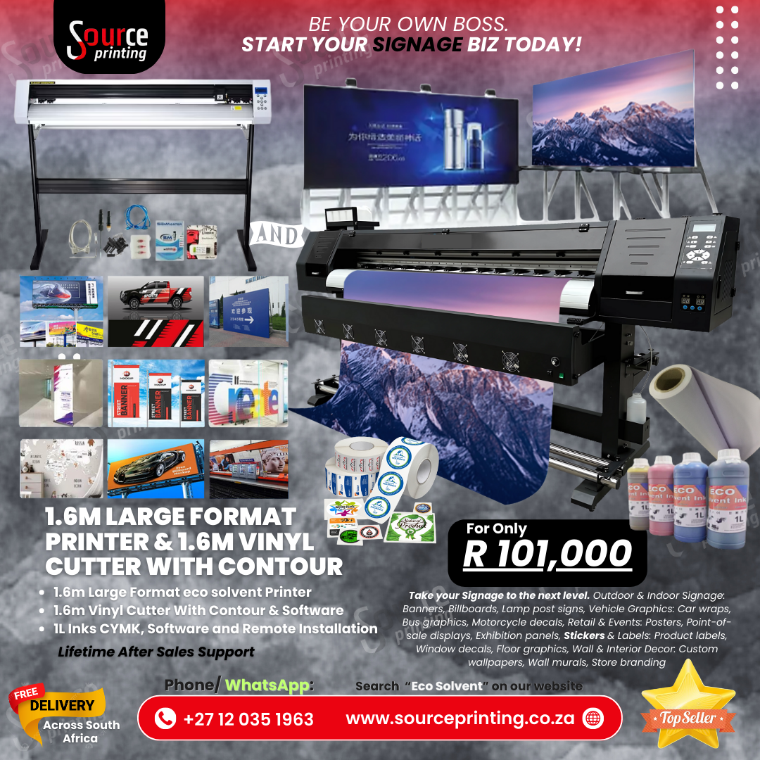 1.6m Printer 1.6m Vinyl cutter, Print & Cut Complete Signage bundle large format