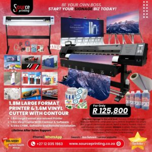 Large Format Signage Printing Combo 1.8m Eco Solvent Printer + 1.6m Vinyl Cutter with Contour
