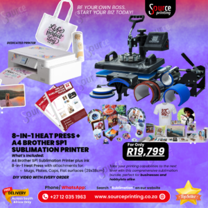 Brother SP1 A4 Sublimation Printer & 8-in-1 Multifunctional Heat Press Bundle